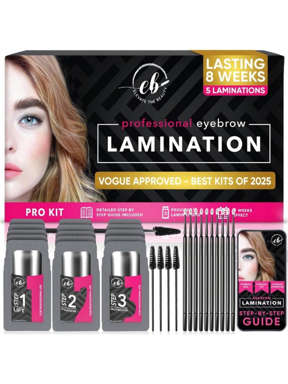 Professional Brow Lamination Kit with Brushes & Ebook - Perfect for Stunning